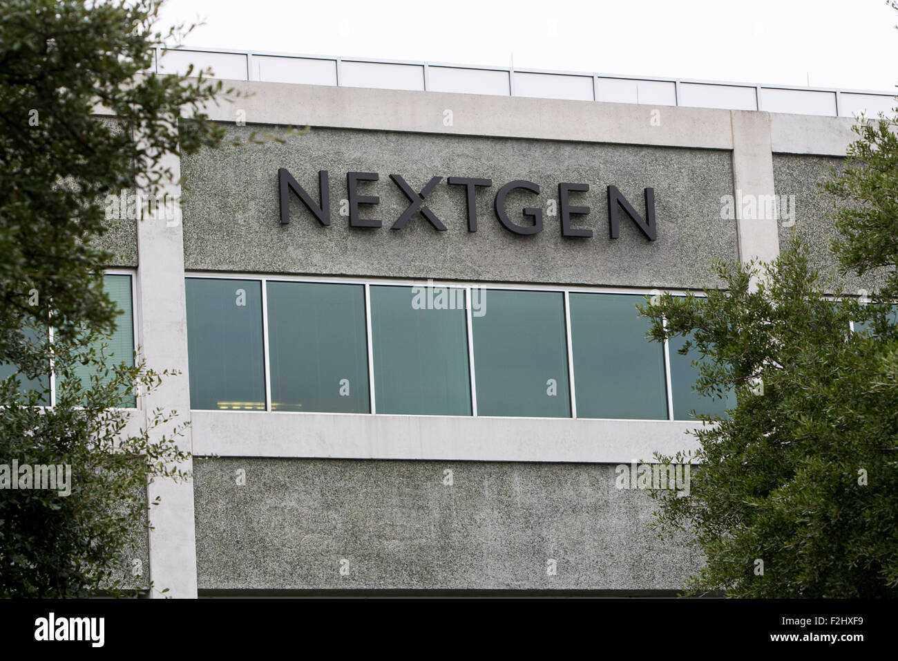 Ein Logo Zeichen außerhalb einer Einrichtung von NextGen Healthcare in Austin, Texas am 11. September 2015 besetzt. Stockfoto