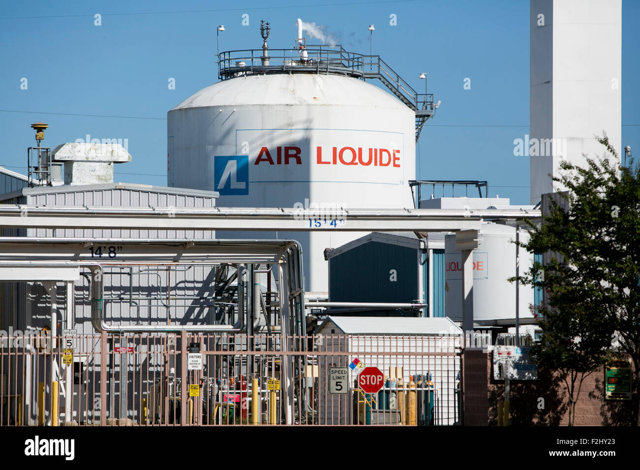 Ein Logo-Zeichen außerhalb einer Einrichtung von Air Liquide in Dallas, Texas am 12. September 2015 besetzt Stockfoto