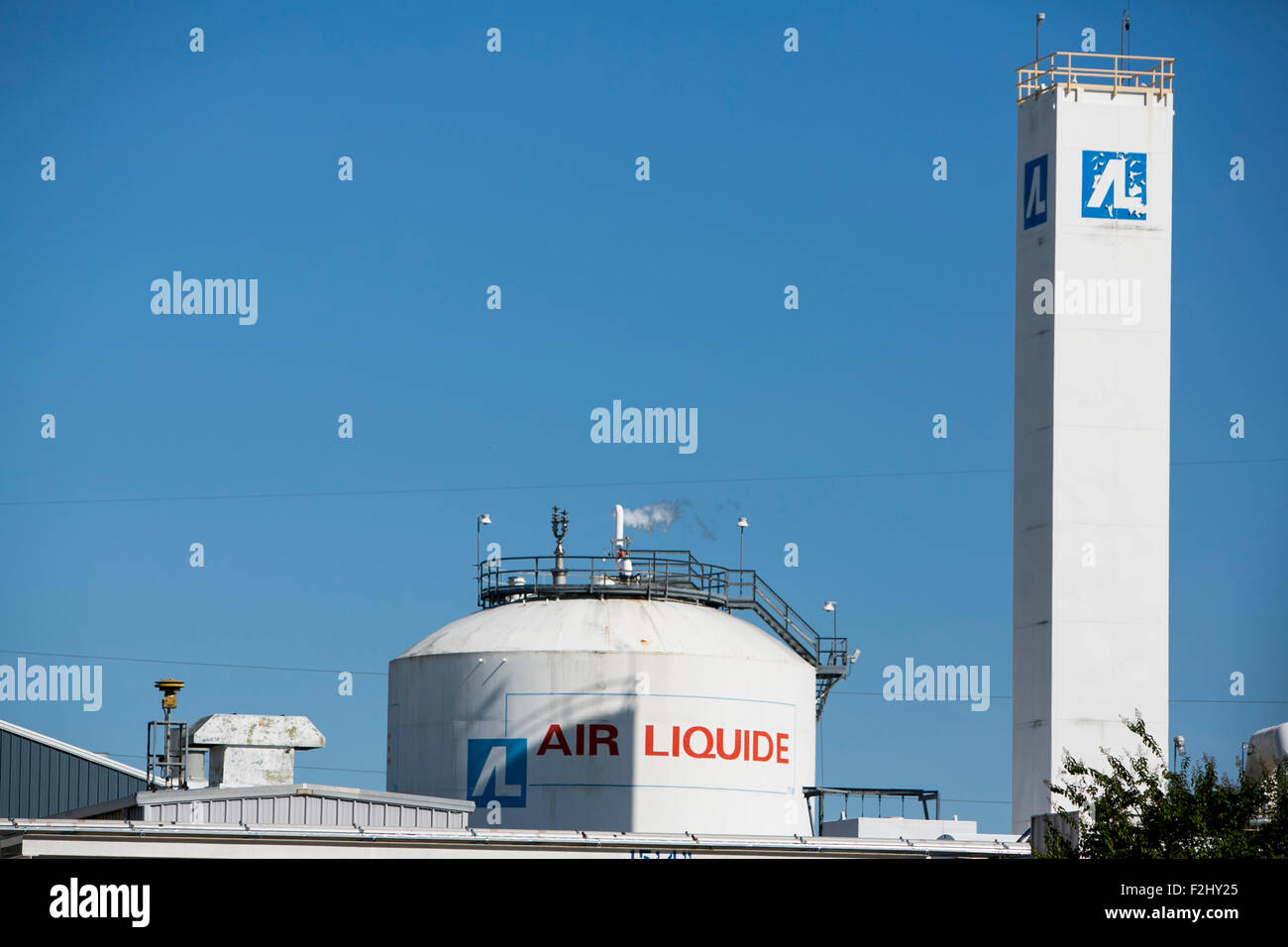 Ein Logo-Zeichen außerhalb einer Einrichtung von Air Liquide in Dallas, Texas am 12. September 2015 besetzt Stockfoto