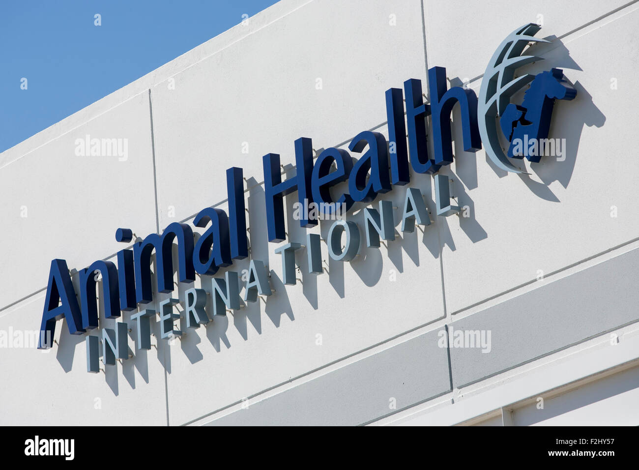 Ein Logo Zeichen außerhalb einer Einrichtung von Animal Health International, Inc., in Roanoke, Texas am 13. September 2015 besetzt. Stockfoto