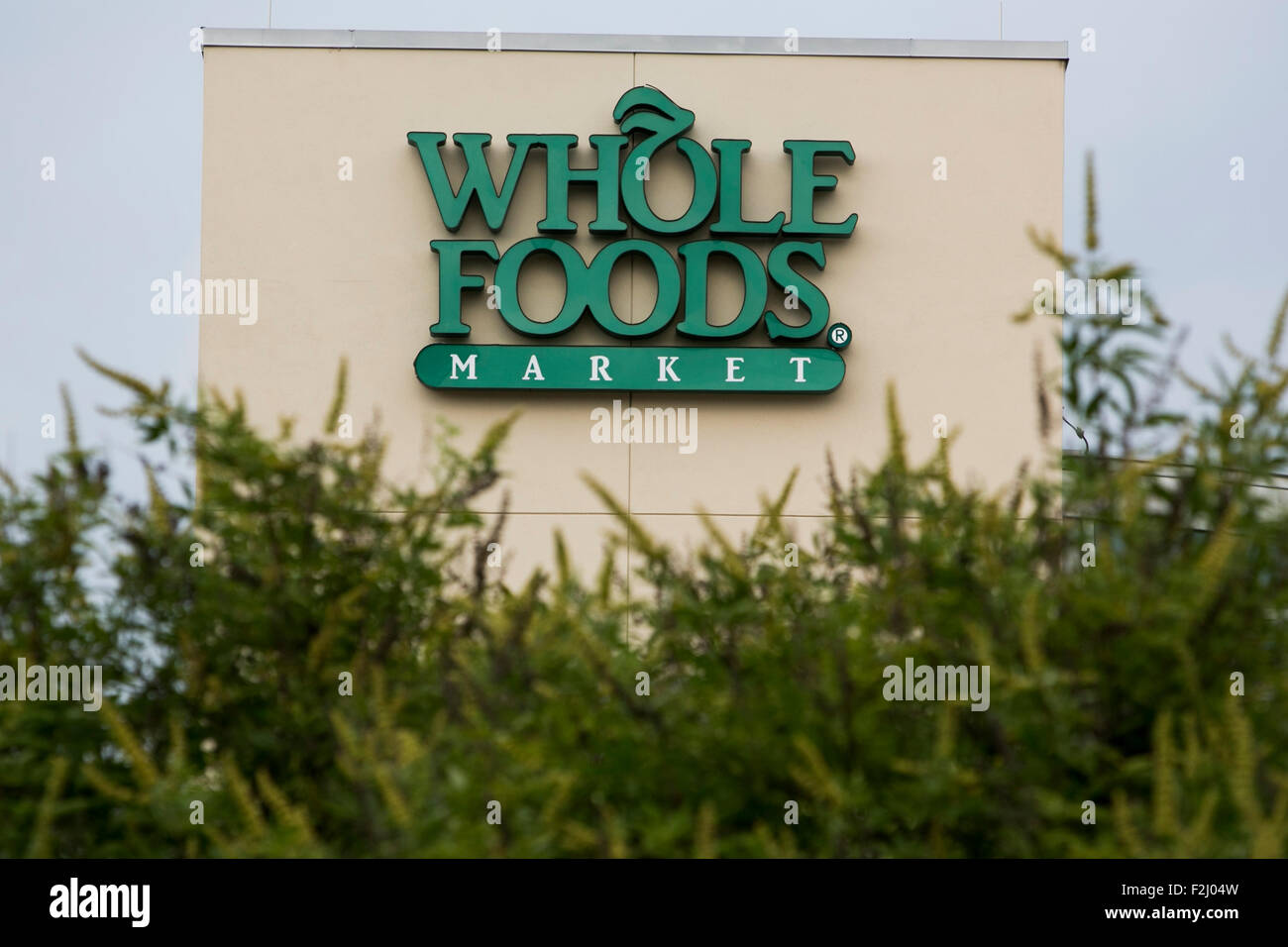Ein Logo Zeichen außerhalb der zentrale und einem Speicherort der ganze Foods Market Inc. in Austin, Texas am 11. September 2015. Stockfoto