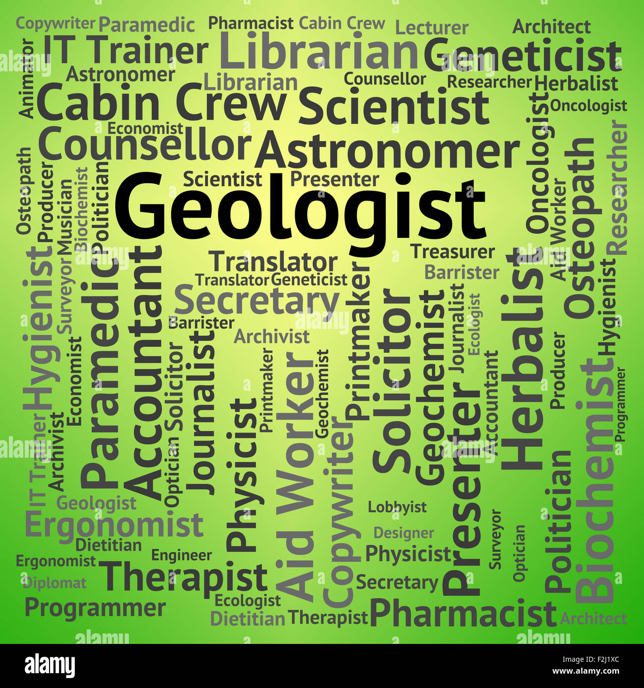 Geologe Job aus geologischen Berufe und Wort Stockfoto