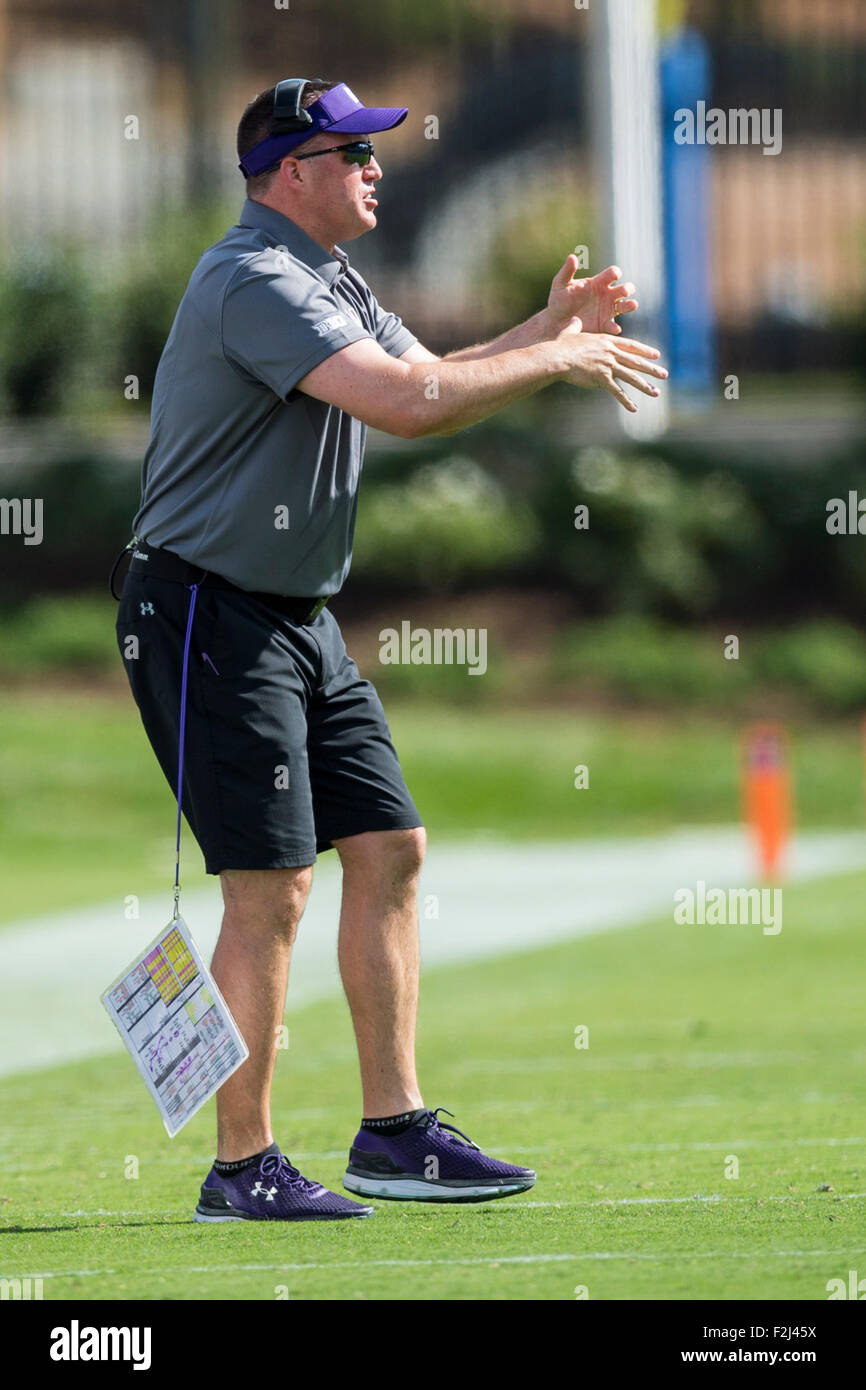 Durham, N.C., USA. 19. September, 2015.Northwestern Head Coach Pat Fitzgerald während der NCAA College Football-Spiel zwischen Northwestern und Duke am Samstag Sept. 19, 2015 um Wallace Wade Stadium in Durham, N.C Credit: Cal Sport Media/Alamy Live News Stockfoto