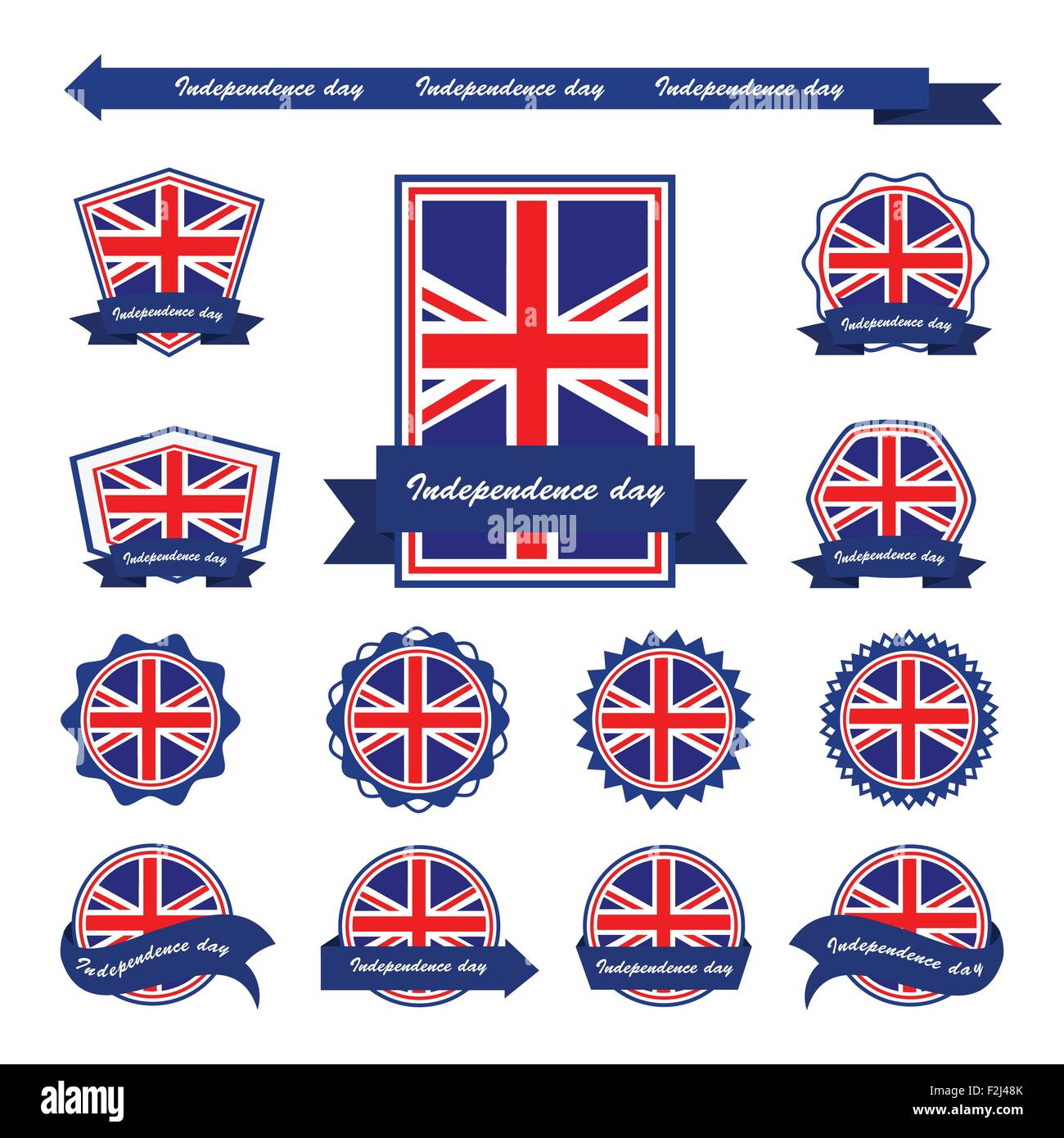 Tag der Unabhängigkeit von Großbritannien Fahnen Infografik design Stock Vektor