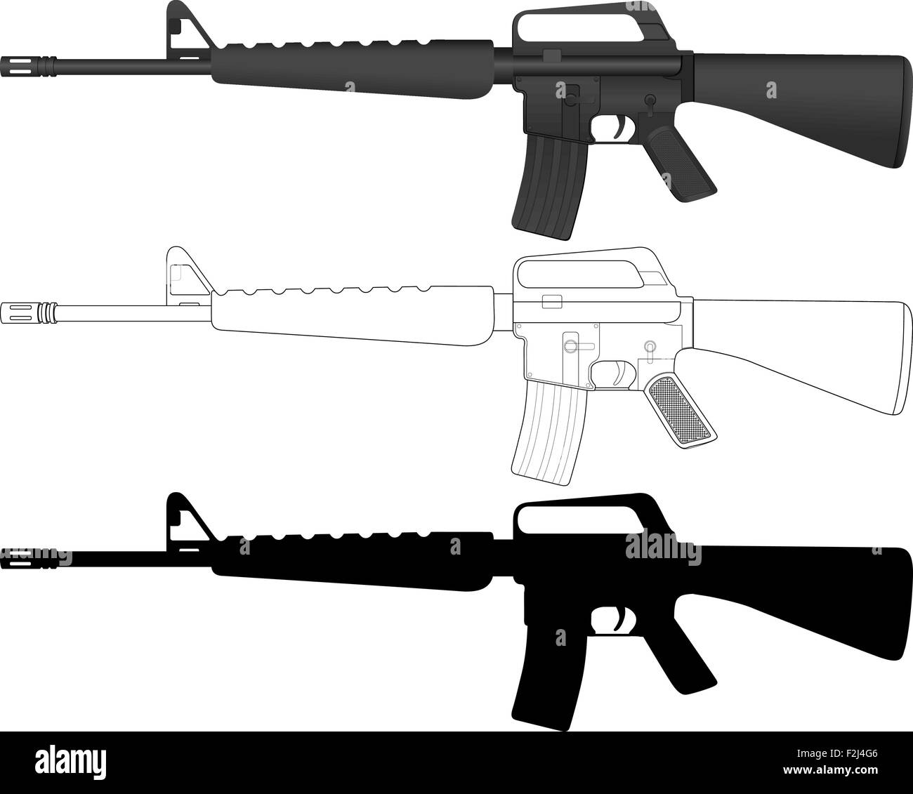 M16 gesetzt auf einem weißen Hintergrund. Vektor-Illustration. Stock Vektor