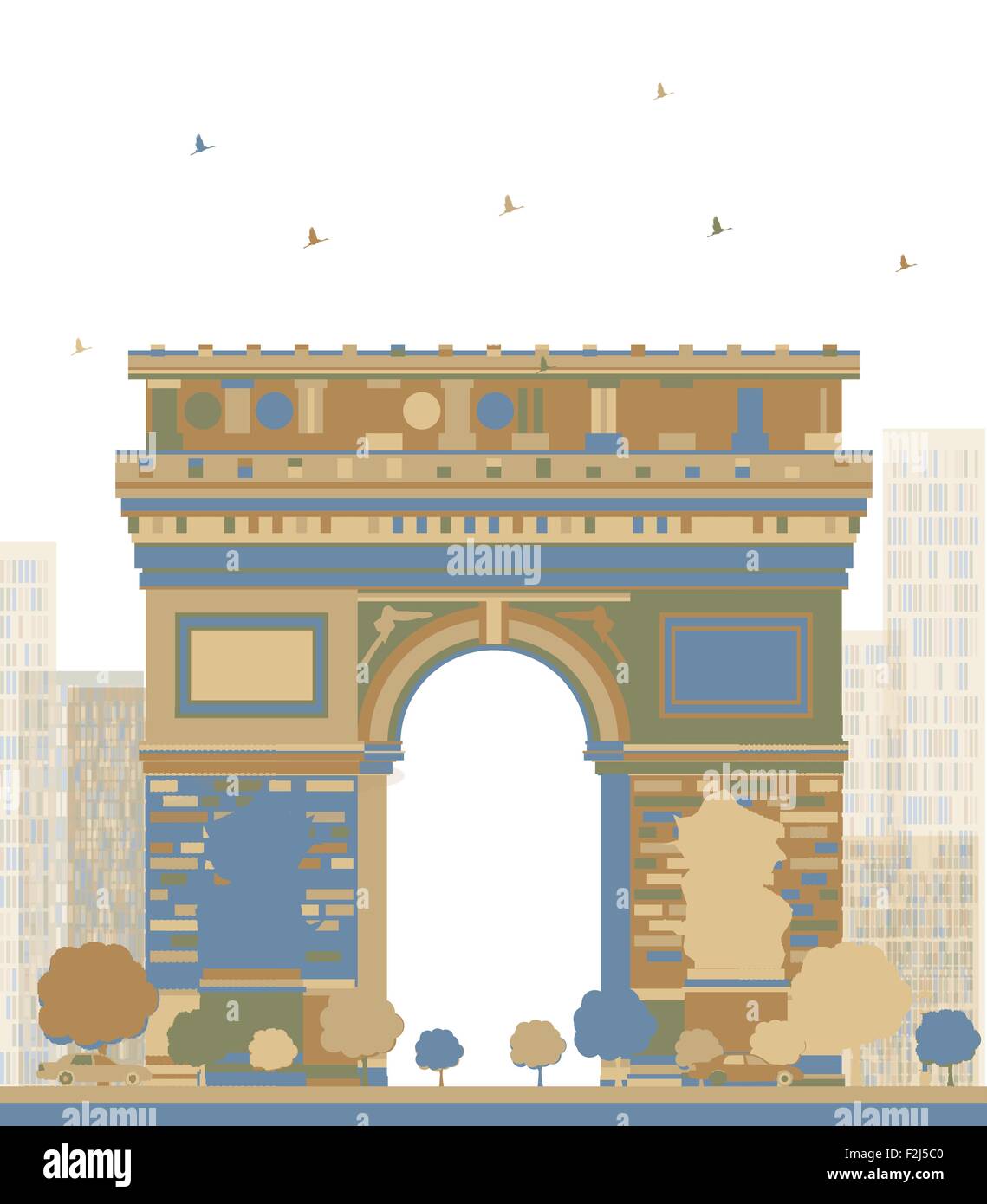 Farbe Triumphbogen, Paris, Frankreich. Vektor-illustration Stock Vektor