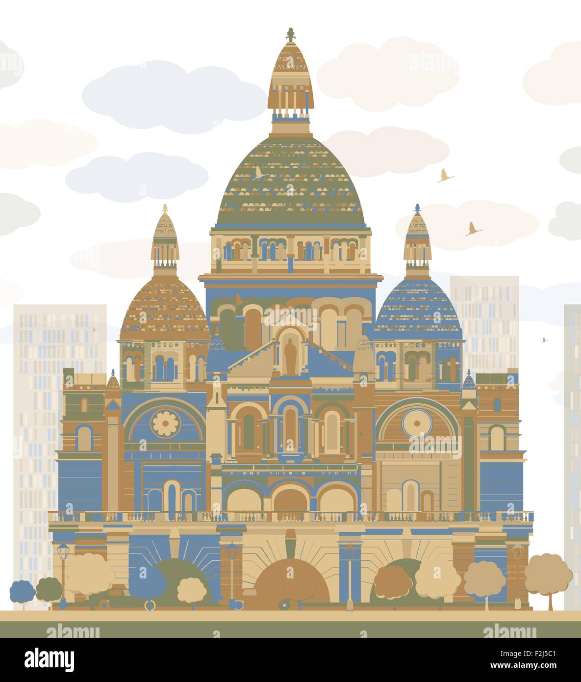 Basilika Sacré Coeur, Paris, Frankreich. Vektor-illustration Stock Vektor