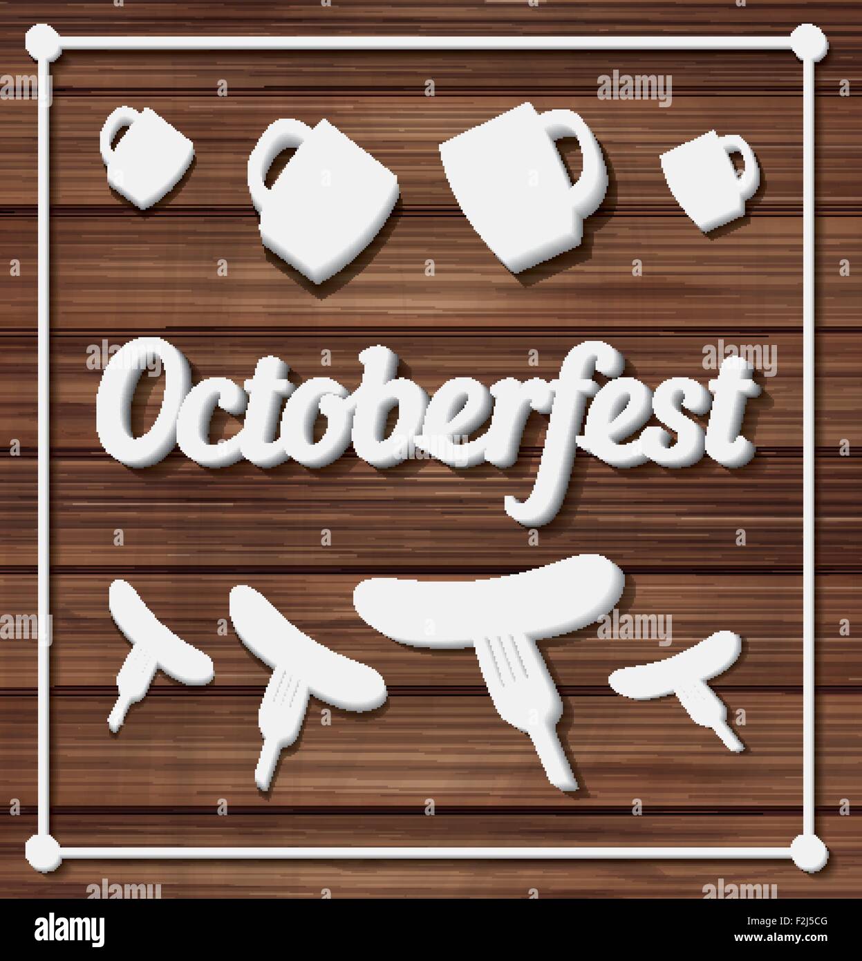 Oktoberfest Festival Typografie Hintergrund. Vektor-Illustration auf Holz Textur Stock Vektor