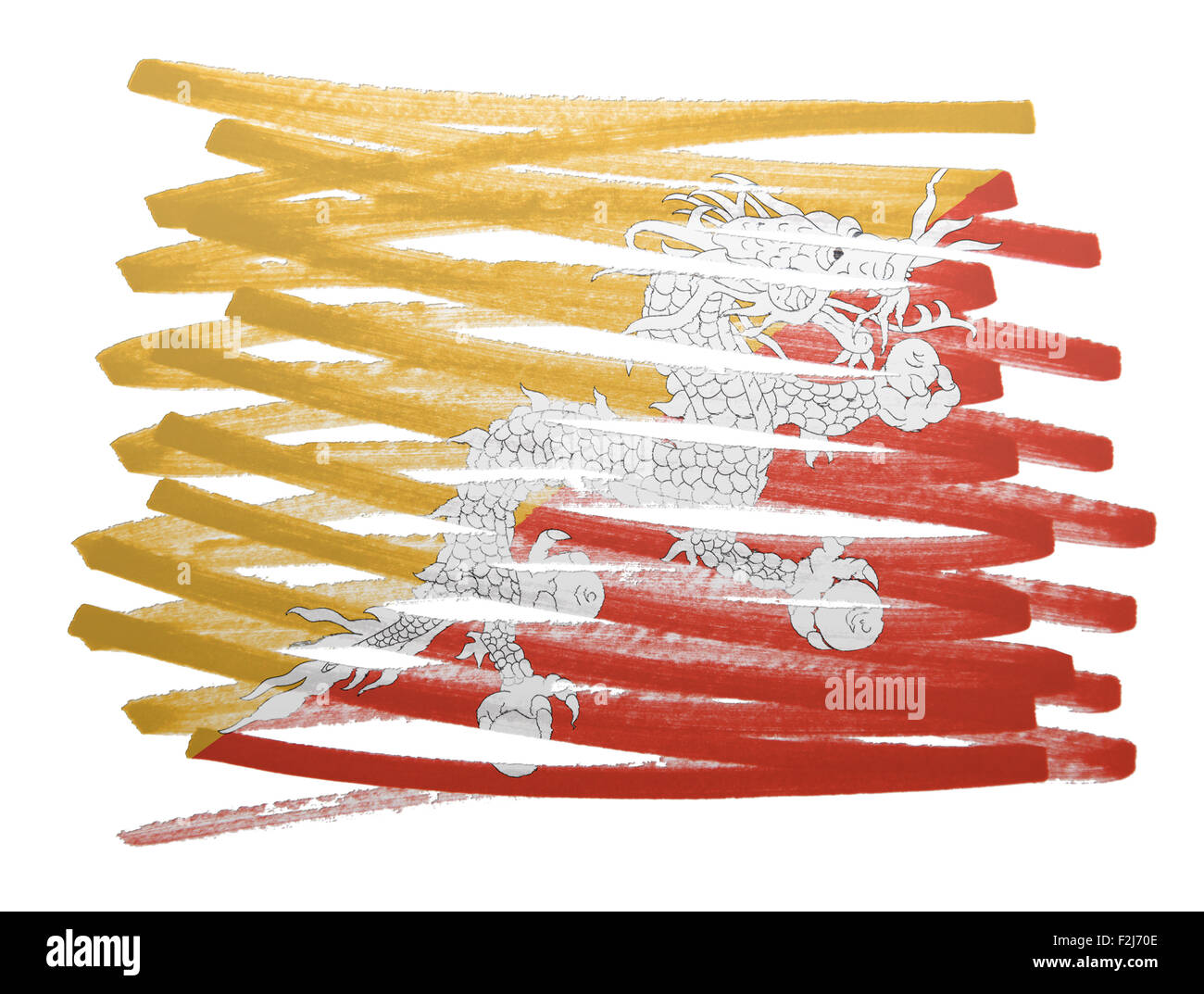 Abbildung der Flagge gemacht mit Stift - Bhutan Stockfoto