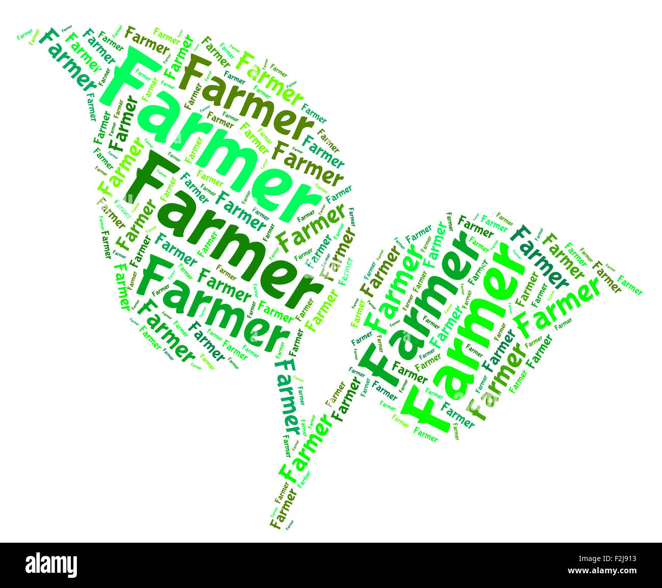 Landwirt Wort Vertretung pflegen Gehöft und Text Stockfoto