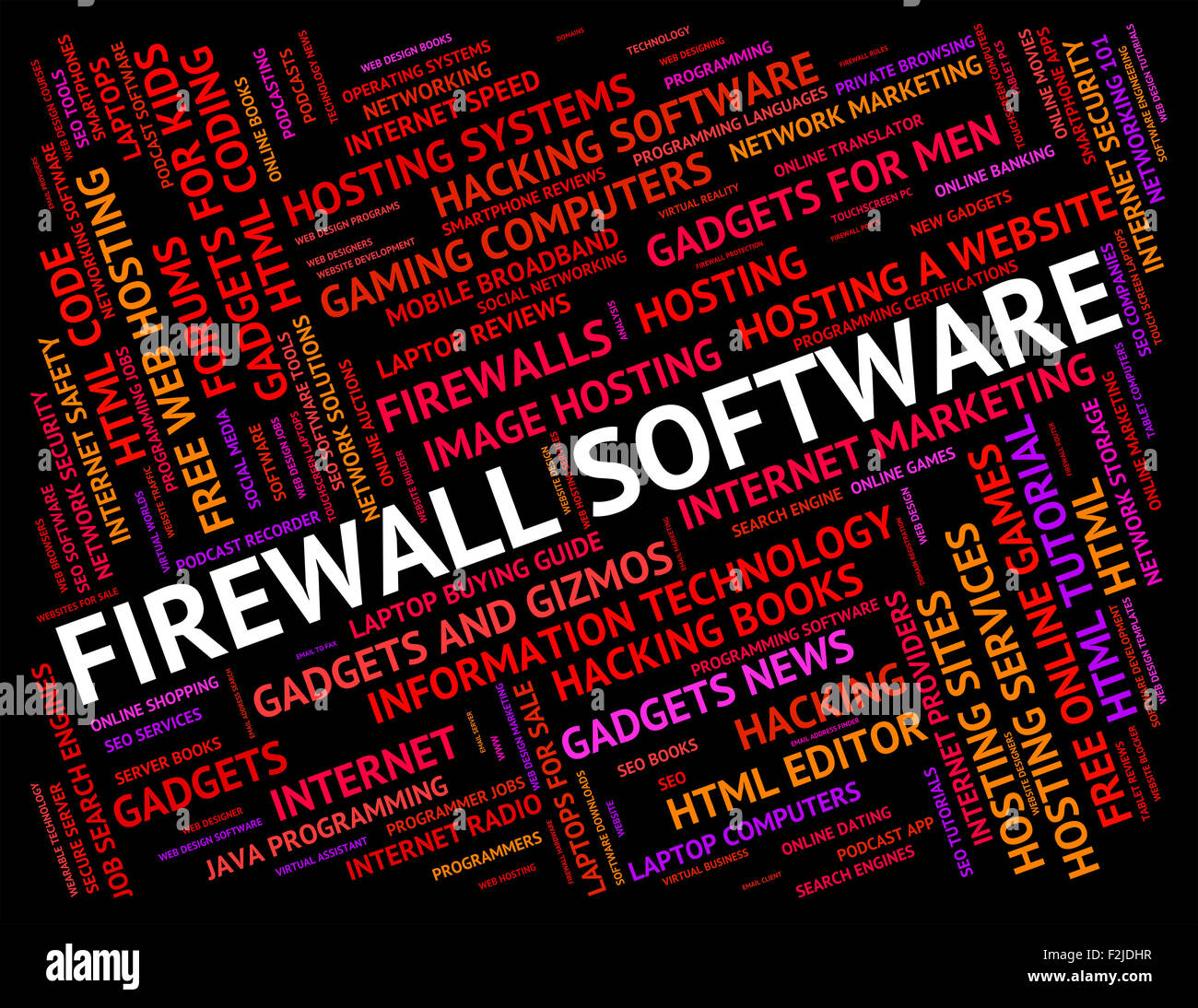 Firewallsoftware, was bedeutet, kein Zugriff und Anwendung Stockfoto