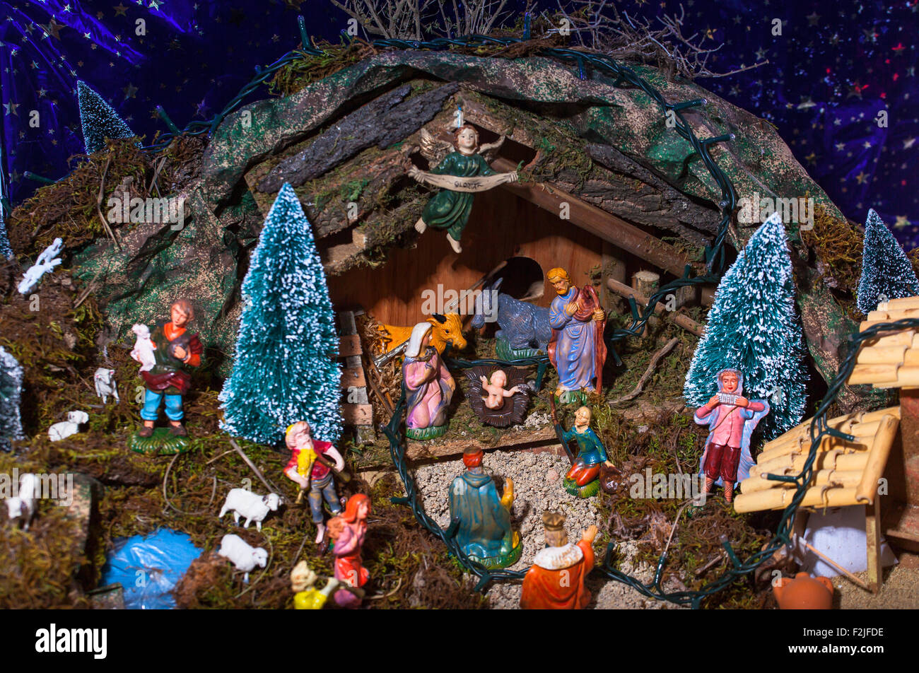 Ansicht der Krippe, in italienischer Sprache namens Presepe Stockfoto