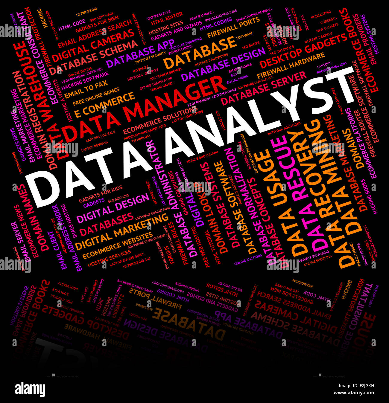 Data Analyst Bedeutung Bytes Tatsache und analysieren Stockfoto