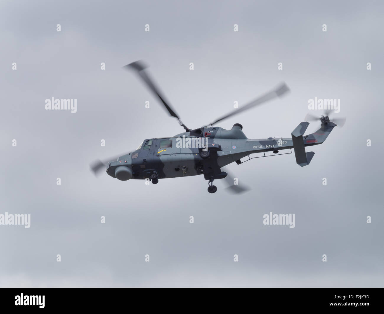 Yeovilton, UK 11. Juli 2015: Lynx Mk 8 Hubschrauber fliegen bei Yeovilton Air Tag. Stockfoto