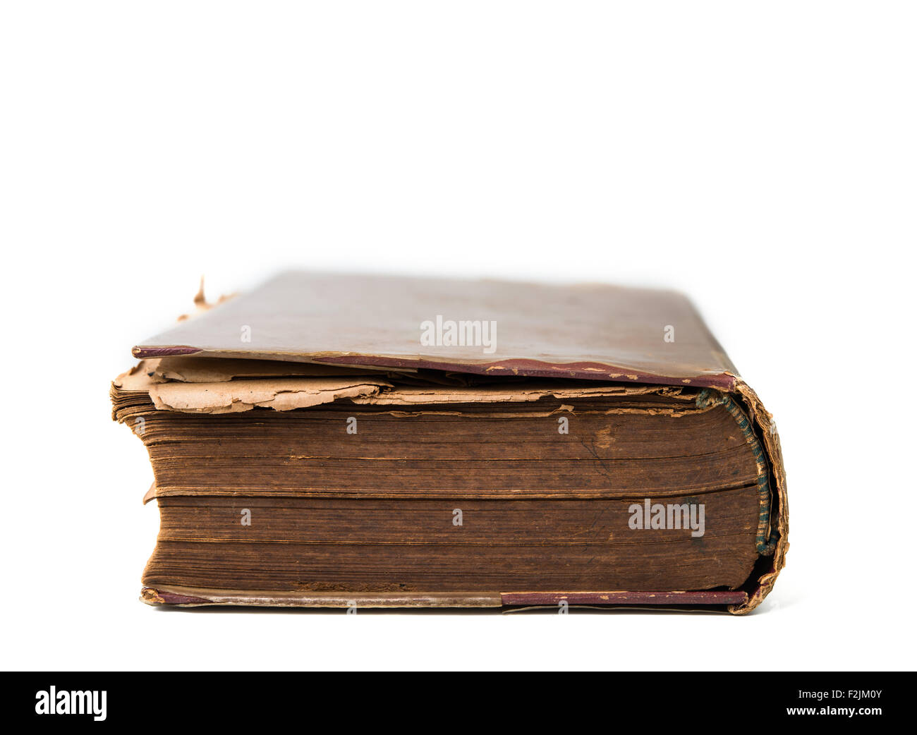 altes antikes Buch isoliert auf weiss Stockfoto