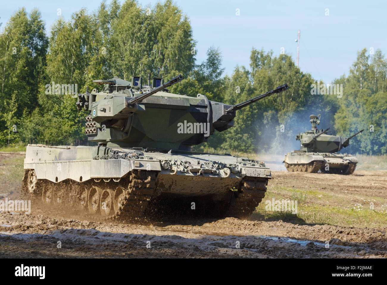 Leopard 2 Schütze Flak Selbstfahrlafette der finnischen Armee. Stockfoto