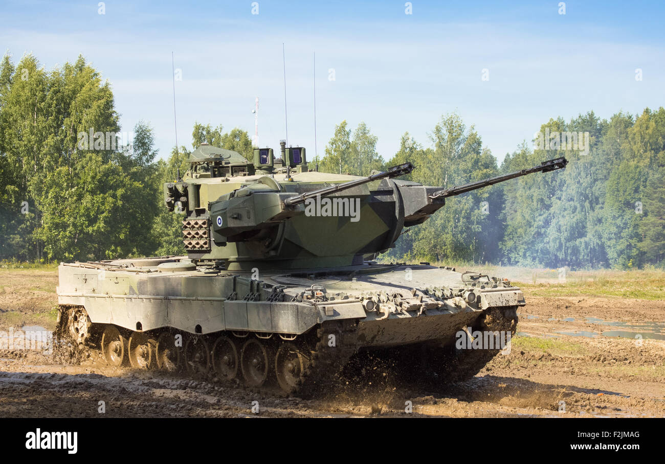 Leopard 2 Schütze Flak Selbstfahrlafette der finnischen Armee. Stockfoto