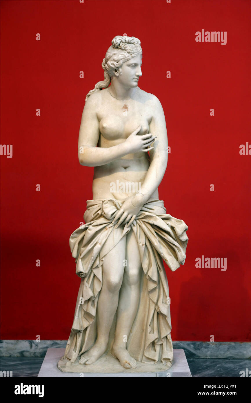 Statue der Aphrodite, die Göttin der Liebe in das Nationale Archäologische Museum, Athen, Griechenland. Stockfoto