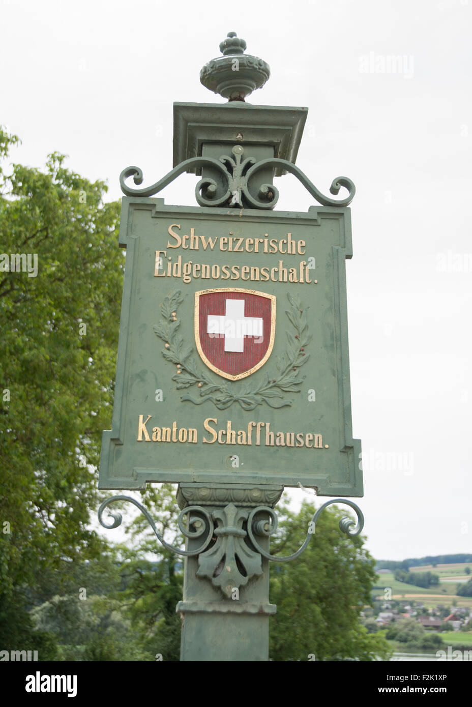Schweizer Grenzposten an der Schweizer Grenze bei Schaffhausen, Stockfoto