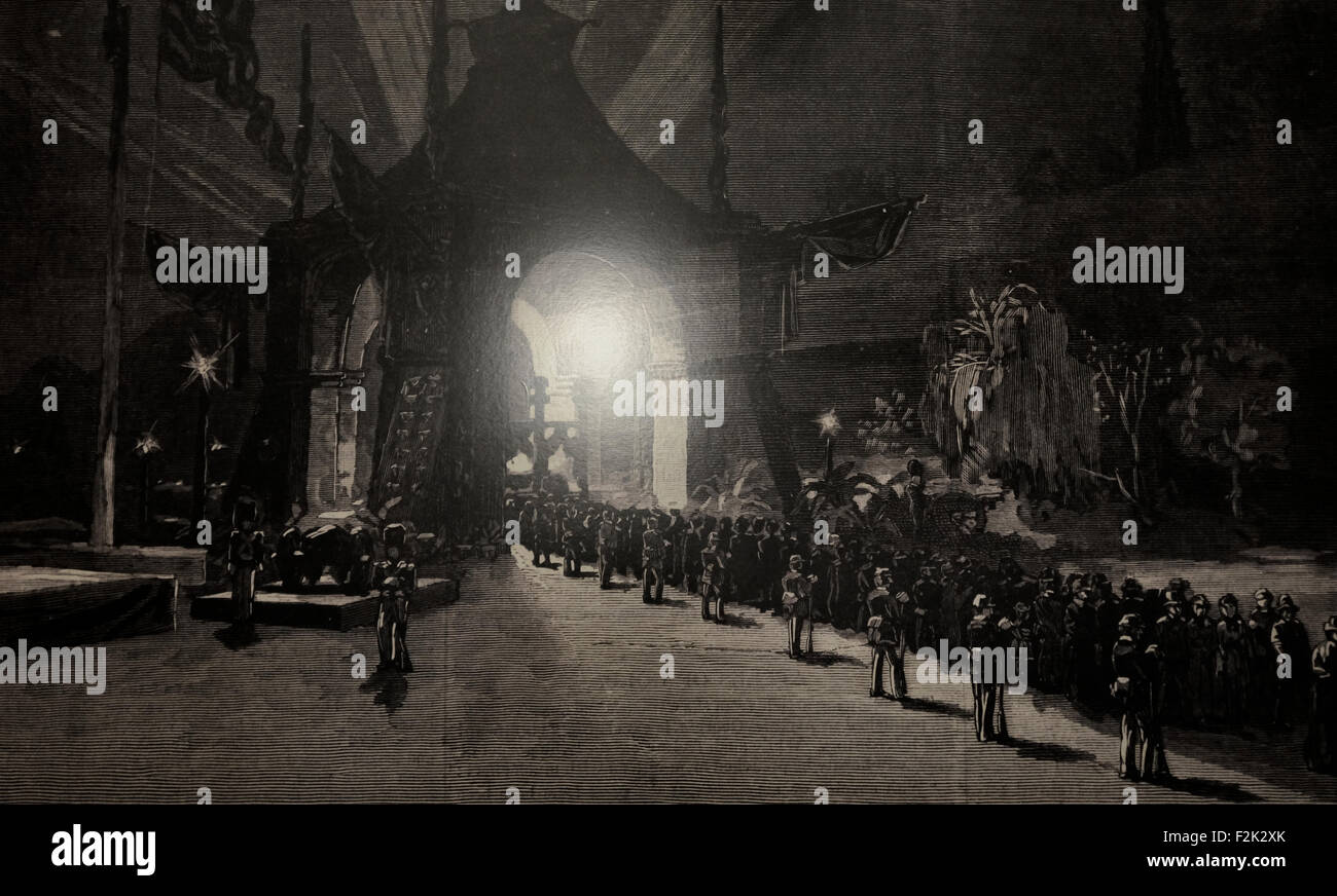 Die Beerdigung von Präsident Garfield - Nachtansicht von Katafalk, 1881 Stockfoto