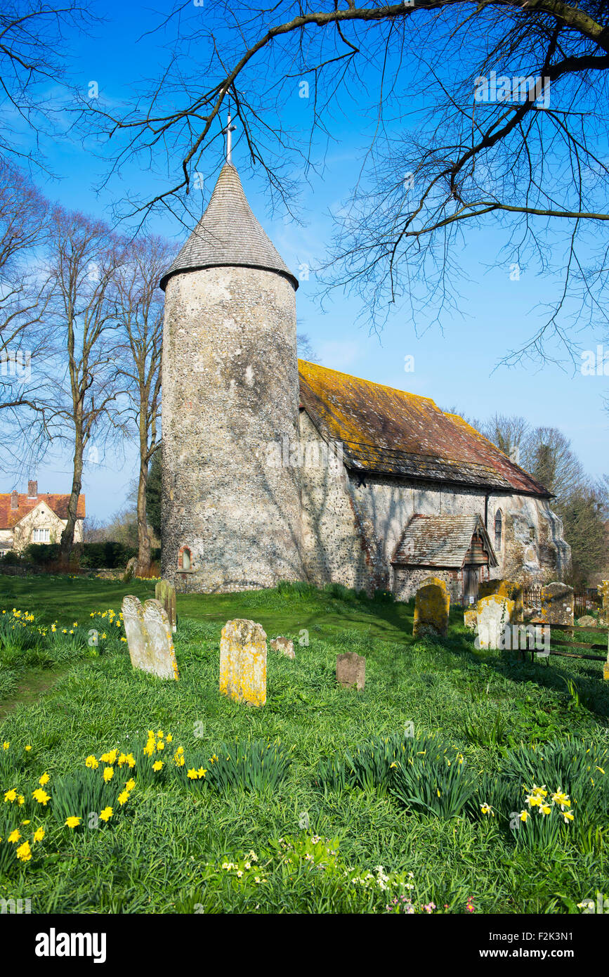 Die Kirche von St. Peter in der Ortschaft Southease auf eine helle Frühling Nachmittag, East Sussex, UK Stockfoto