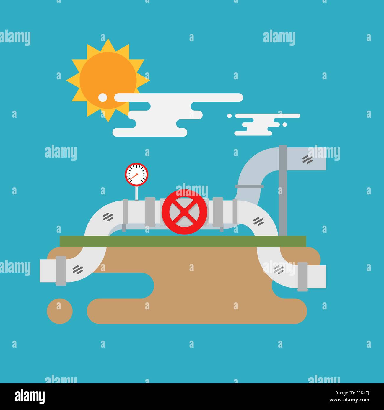 Vektor-Konzept der Öl-Rohre-Netzwerk mit Ventil Stock Vektor