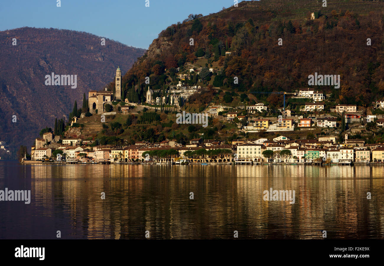 Morcote Lago di Lugano, Herbst, Tessin, Scwitzerland Stockfoto