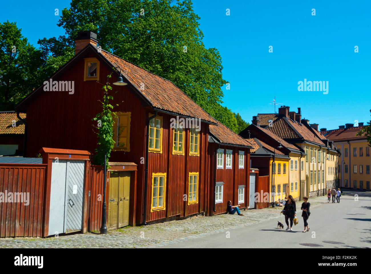 Nytorget Straße, Viertel Holzhäuser, SoFo, Södermalm District, Stockholm, Schweden Stockfoto