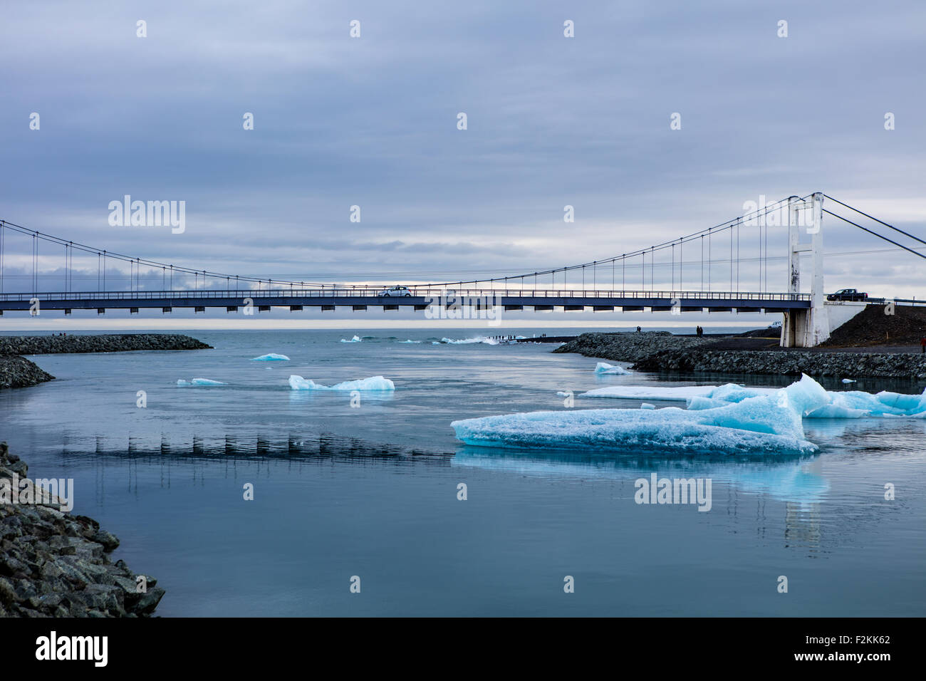 Jökulsárlón Brücke, großen Gletschersee im Südosten Islands Stockfoto