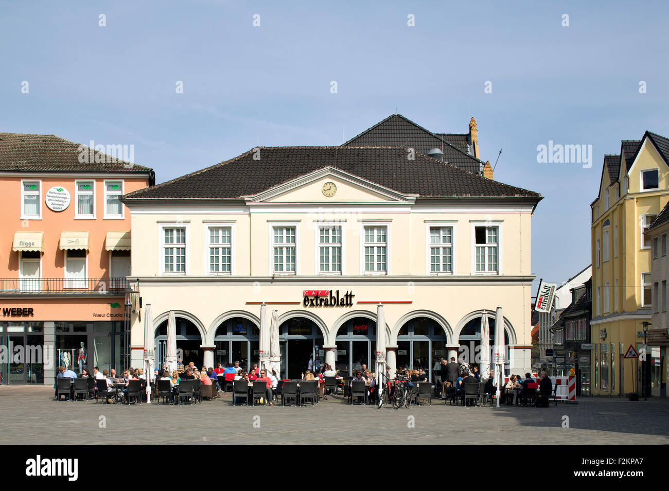 Historisches Gebäude am Marktplatz, Unna, Ruhr Bezirk, Westfalen, Nordrhein-Westfalen, Deutschland Stockfoto