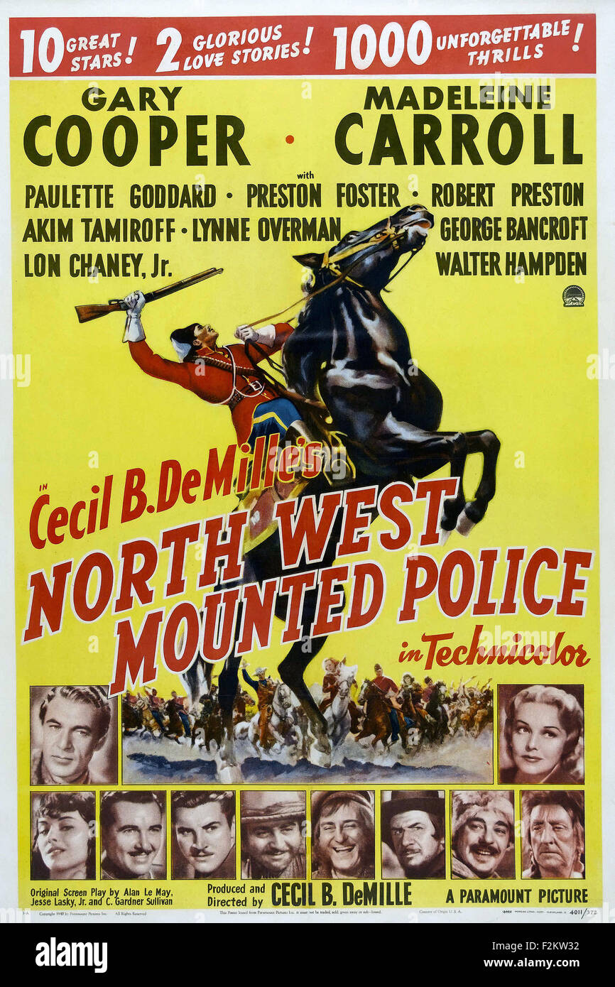North West Mounted Police - Filmplakat Stockfoto