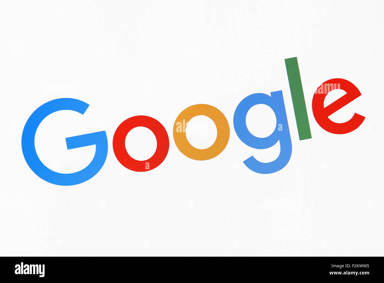 Google Search Engine Screenshot mit dem neuen 2015-Logo. Stockfoto