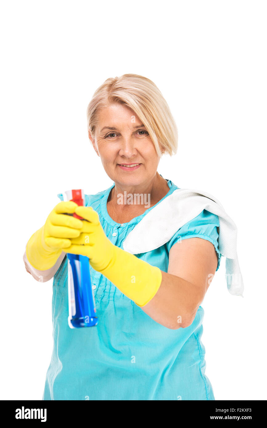 Kreatives Konzept für pensionierte senior Frau Stockfoto
