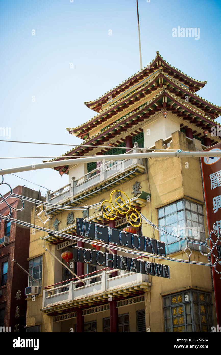 USA, New York City Gebäude in Chinatown Stockfoto