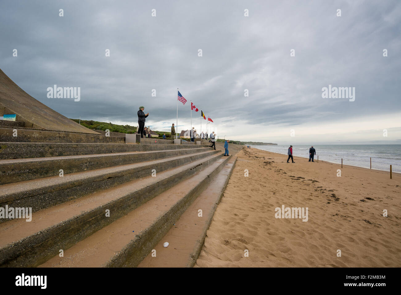 Omaha Beach in Saint-Laurent-Sur-Mer Normandie Frankreich Stockfoto