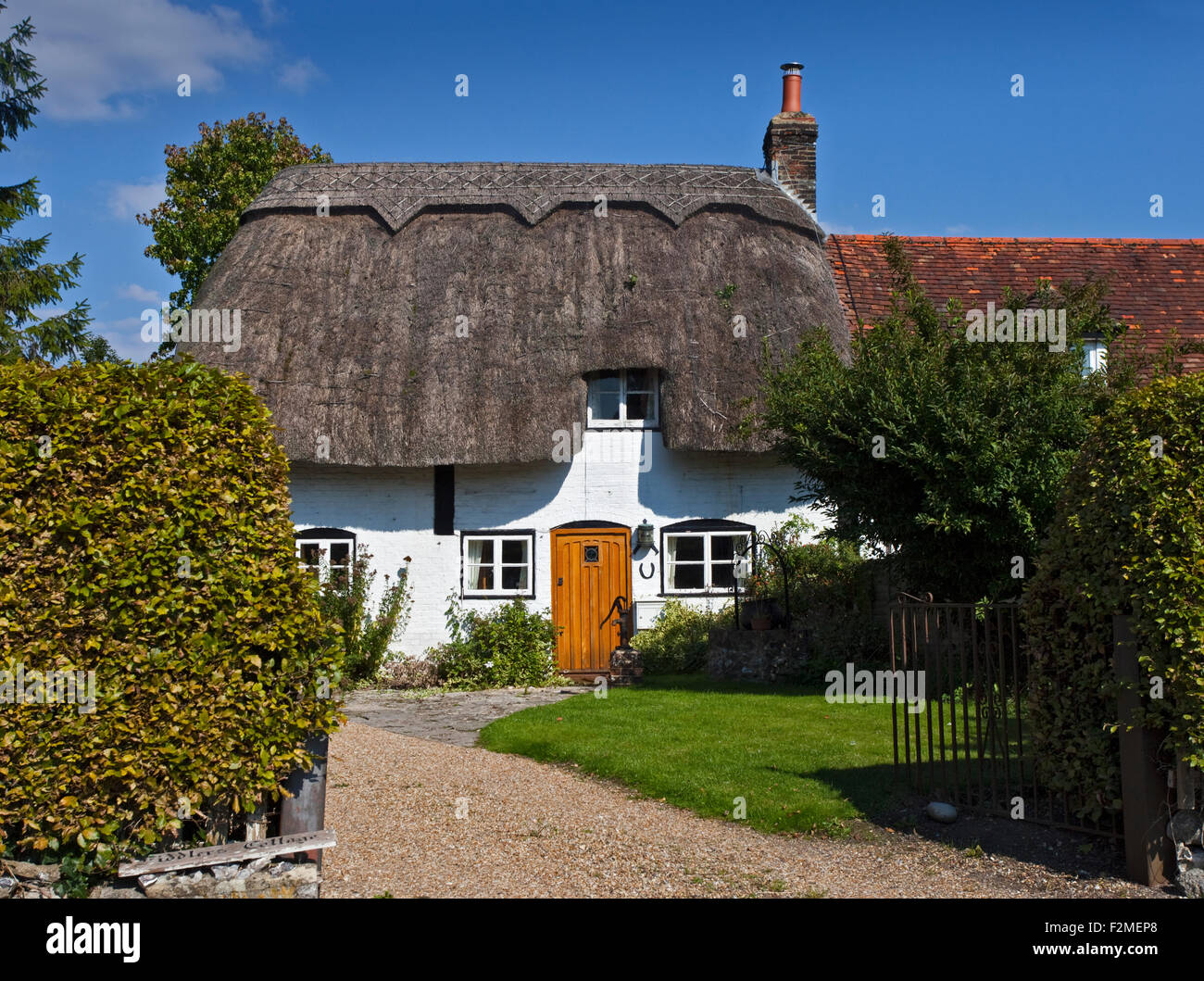 Reetdachhaus, Cheriton, Hampshire, England Stockfoto