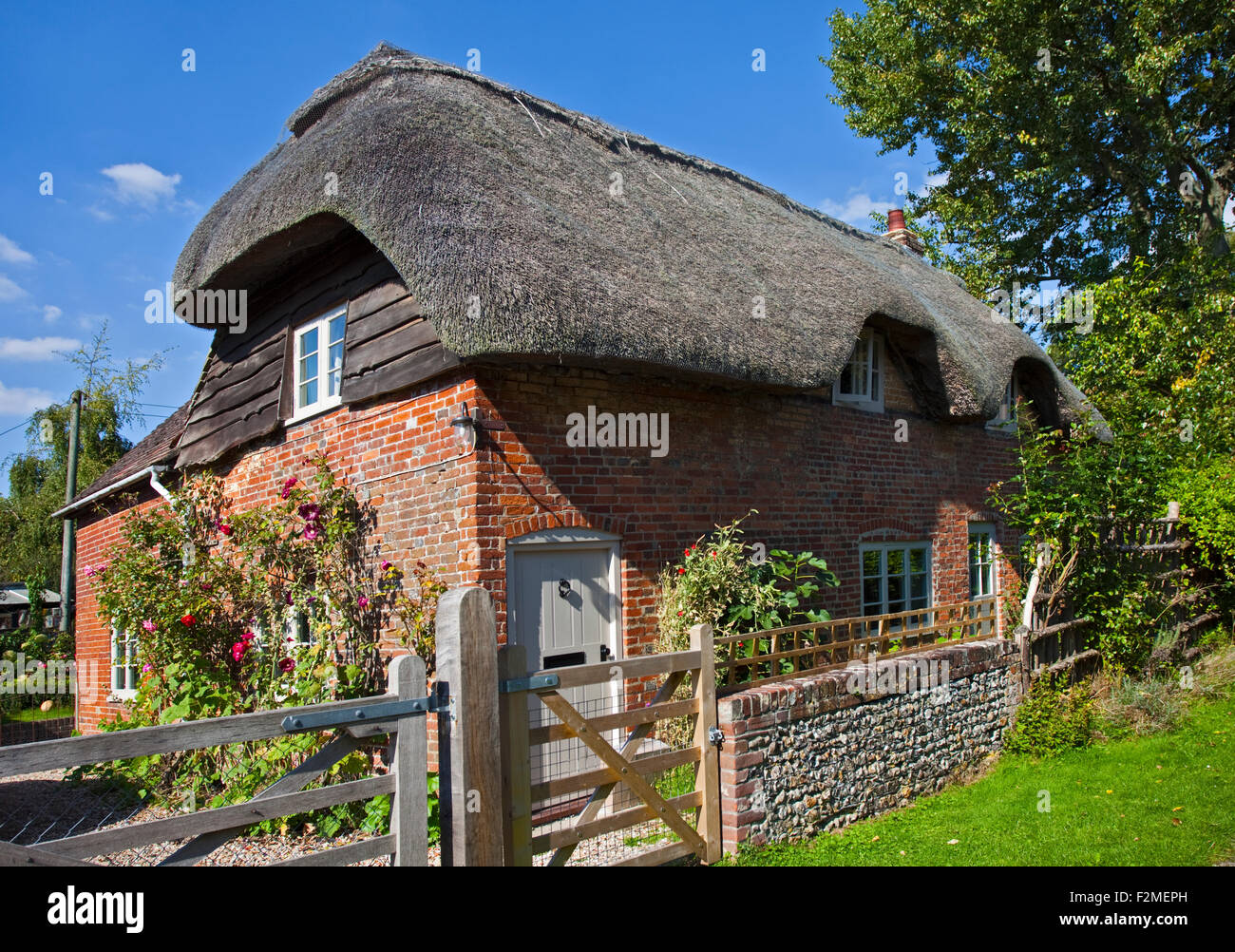Reetdachhaus, Cheriton, Hampshire, England Stockfoto