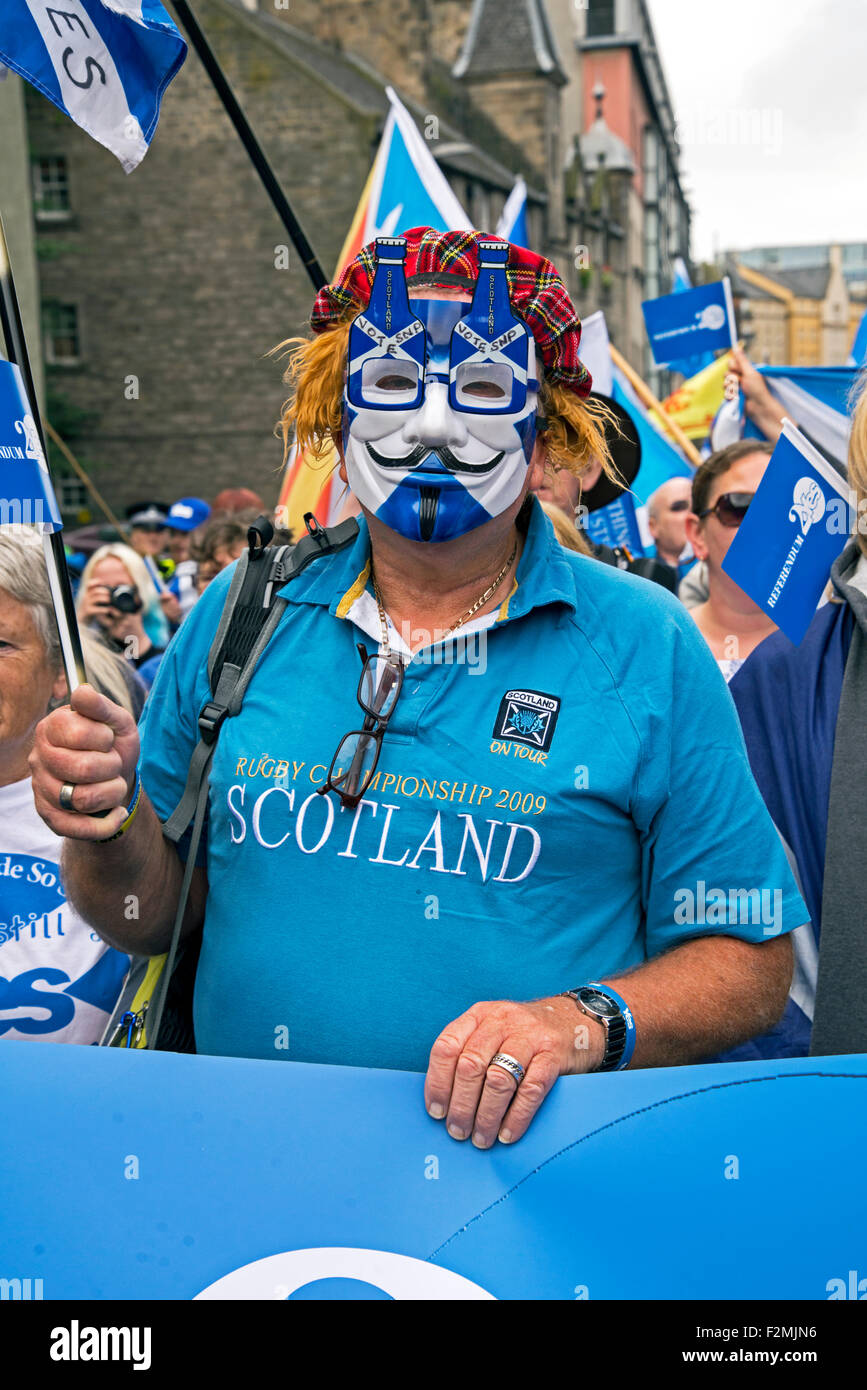 Eine Kundgebung von SNP-Anhängern am ersten Jahrestag des schottischen Unabhängigkeitsreferendums ein zweites Referendum gefordert. Stockfoto