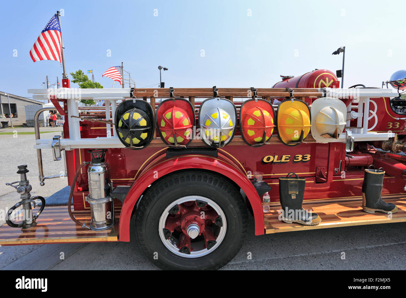 Oldtimer Feuerwehrauto Greenport Long Island New York Stockfoto