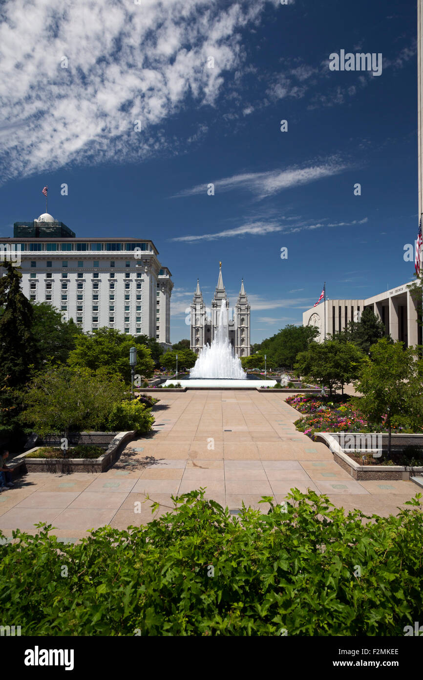Salt Lake City, Utah - Mormonen Tempel in Temple Square. Stockfoto