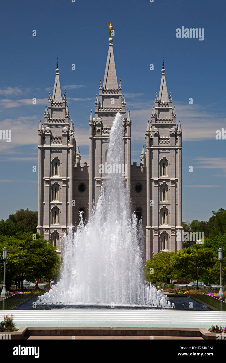 Salt Lake City, Utah - Mormonen Tempel in Temple Square. Stockfoto