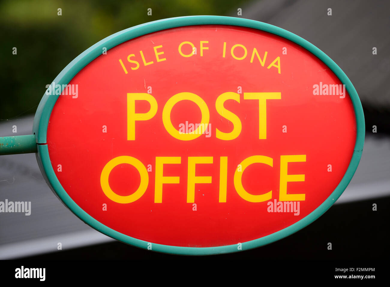Postamt Zeichen auf der Isle of Iona, Schottland Stockfoto