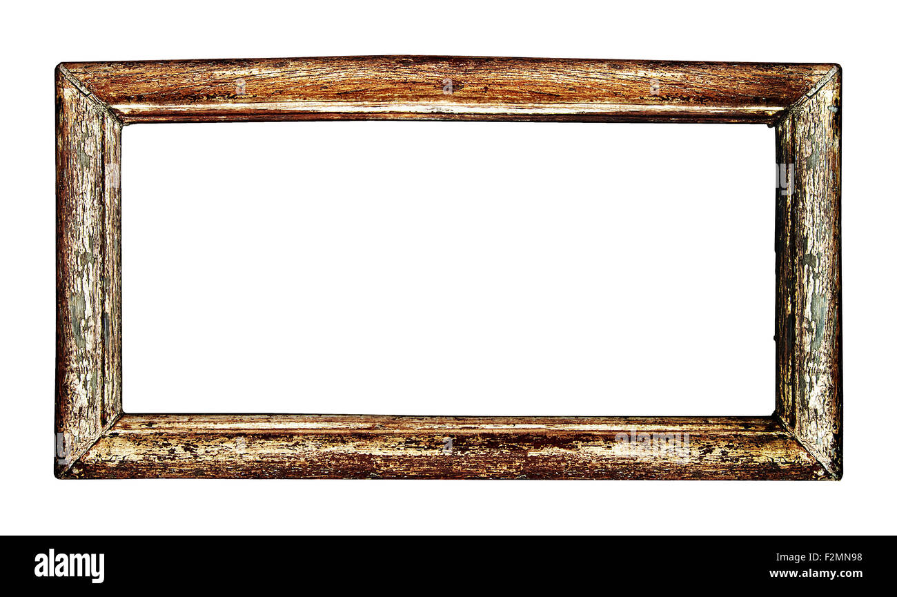 Alte Holz Bilderrahmen isoliert auf weißem Hintergrund. Clipping-Pfad, so können Sie problemlos schneiden und auf ein Design beinhaltet. Stockfoto