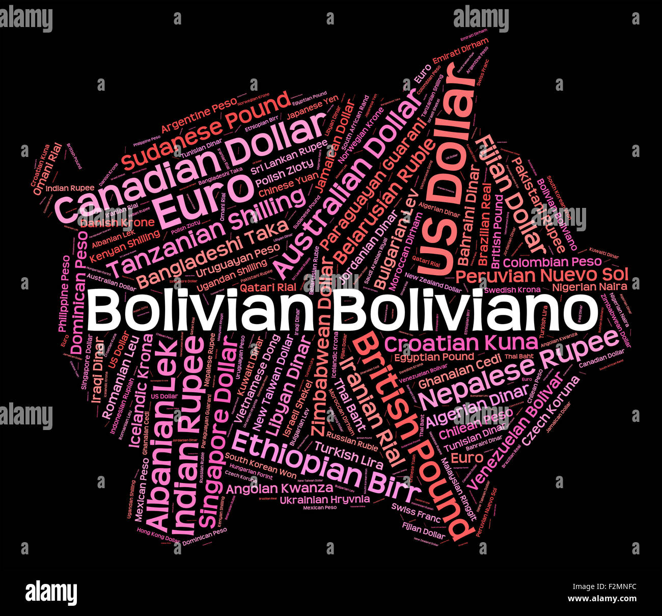 Bolivianischer Boliviano, Wechselstube darstellt und ausländischen Stockfoto