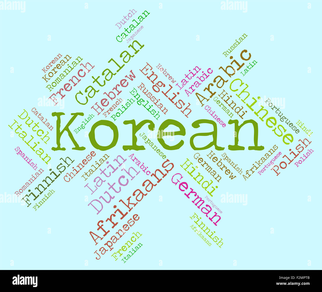 Koreanische Sprache repräsentieren Kommunikation Übersetzer und Rede Stockfoto