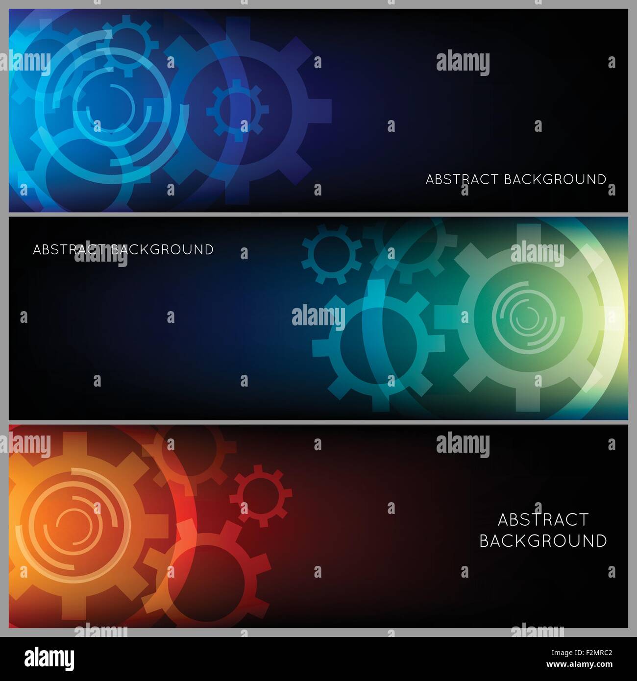 Horizontale abstrakte industriellen Hintergrund-Set. Muster in drei Farbvariationen-Ausrüstung. Stock Vektor