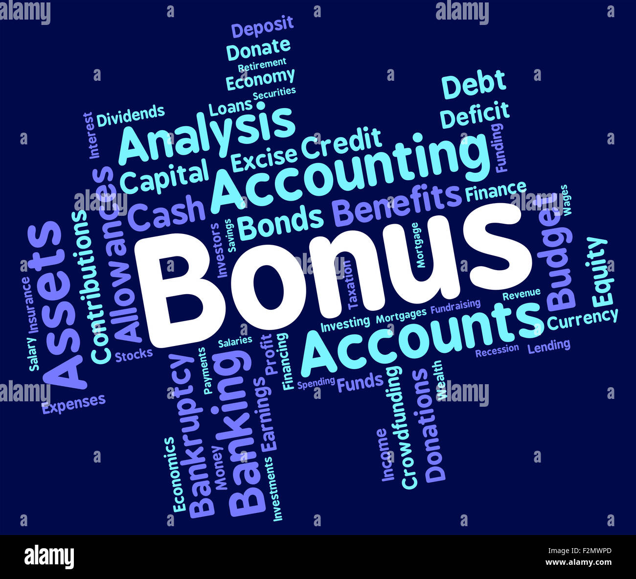 Bonus zu Wort, also kostenlos und Wordcloud Stockfoto