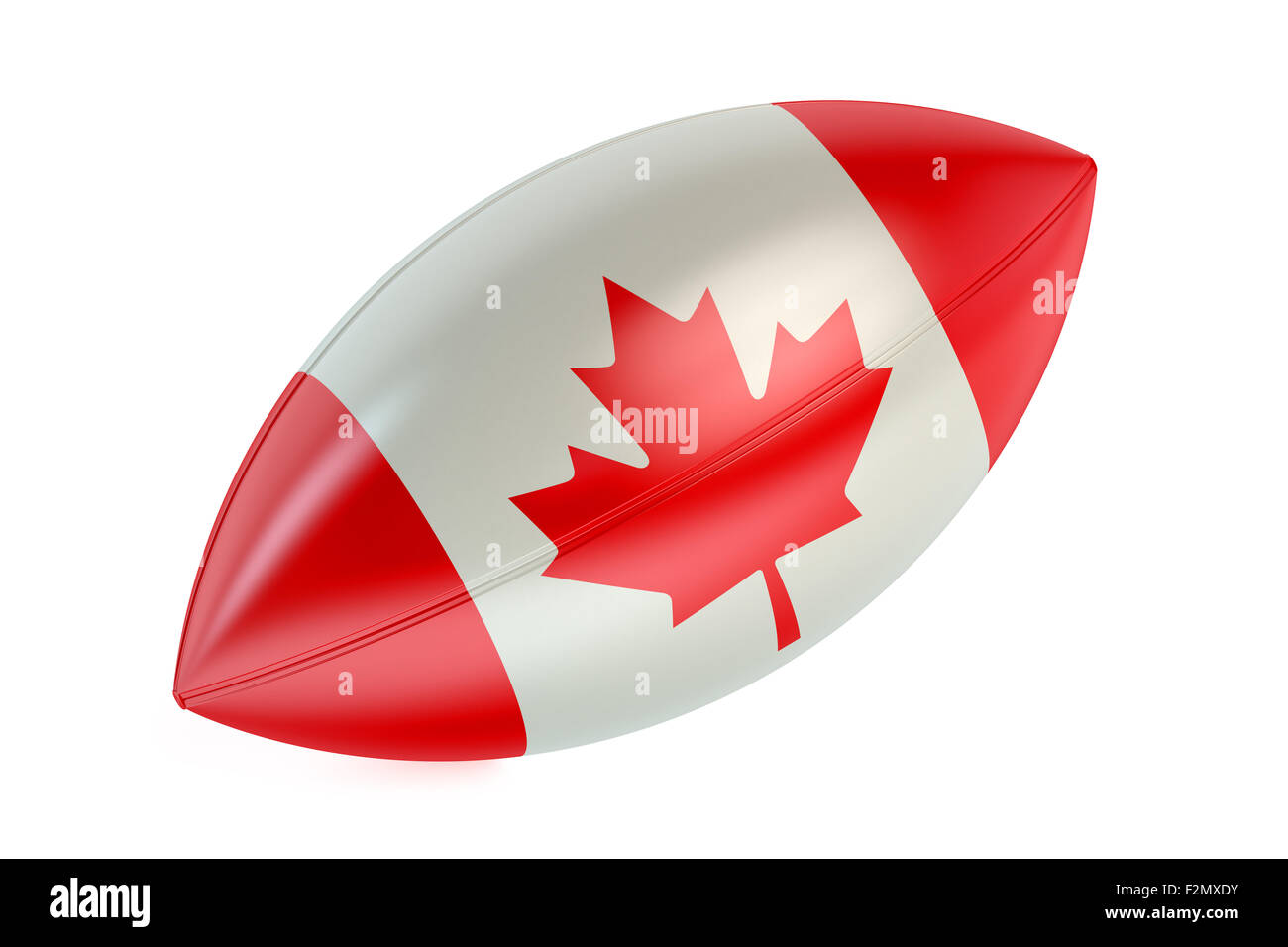 Rugby-Ball mit Flagge Kanadas isoliert auf weißem Hintergrund Stockfoto