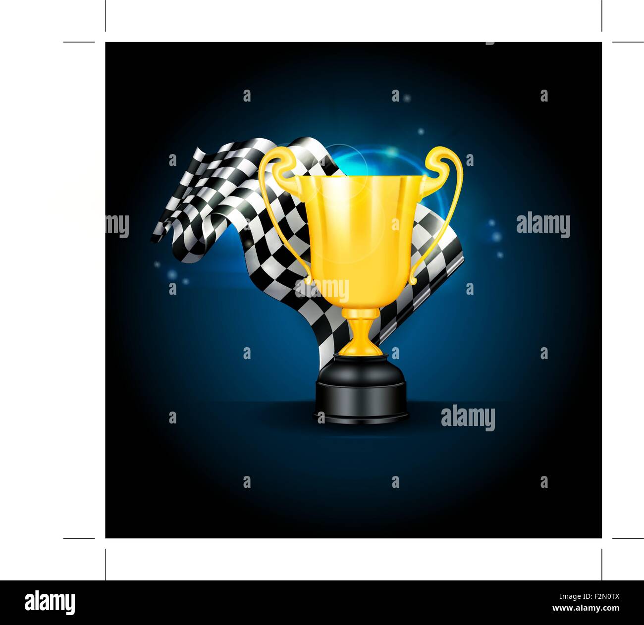 Goldene Trophäe und Flagge Stock Vektor