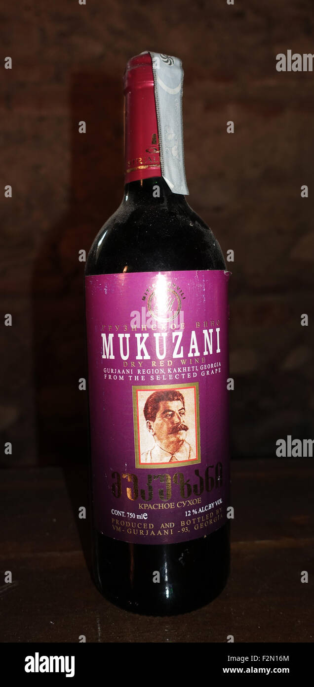 Flasche Wein Mukuzani Kakheti Region Georgia Caucasus Stockfoto